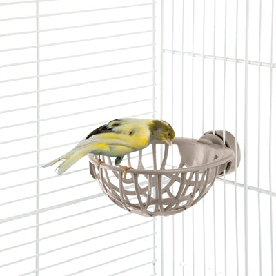 Imac Nesthouder Assorti met een kanarie in een kooi, veilig en comfortabel nest voor vogels.