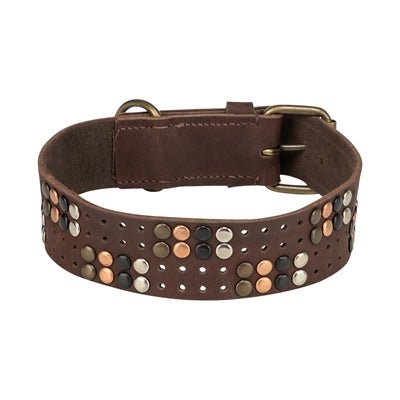 Trixie Halsband Hond Rivet Rustic Vetleer Donkerbruin